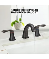 gaomon 2 Pcs Bathroom Sink Faucet 3 Hole with Stainless Steel Pop up Drain and cUPC Hose