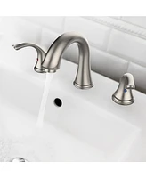 gaomon Bathroom Faucet - 8 Inch 3 Hole, 2 Handles, Brushed Nickel, with Pop-Up Drain and Water Lines