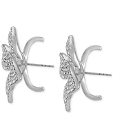 Guess Silver-Tone Pave Flower Statement Suspender Earrings