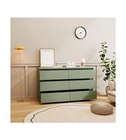 gaomon 6 Drawer Double Dresser, Dresser Closet With Modern Wide Chest Of 6 Sliding Drawers