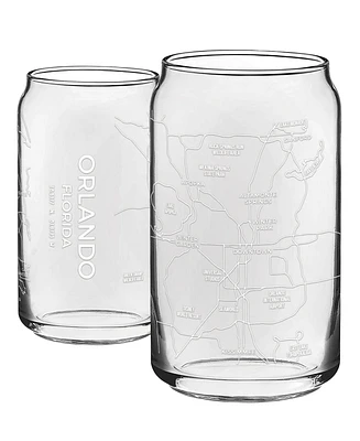 Narbo The Can Orlando Map Everyday Glassware, Set of 2