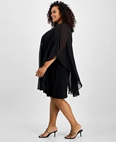 Connected Plus Cape-Overlay Sheath Dress