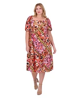 Vince Camuto Plus Printed Square-Neck Dress