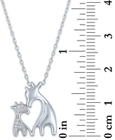 Diamond Accent Double Giraffe Pendant Necklace in Sterling Silver, 16" + 2" extender