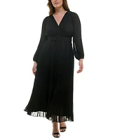 Taylor Plus Pleated Belted Maxi Dress