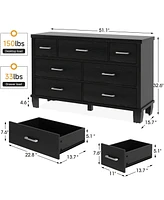 gaomon Dresser for Bedroom, 7 Drawers Modern Wood Dresser, 51" Wide Chest of Drawers Closet, Wooden Dresser Organizer ,White