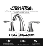 gaomon 2 Pcs Bathroom Sink Faucet 3 Hole with Stainless Steel Pop up Drain and cUPC Hose