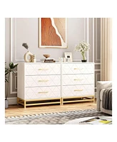 gaomon 3 Drawer Dresser, Wood Chest Drawers With Storage For Closet, Bedroom, Drawers Dresser Modern Bedside Nightstand With Gold Handles