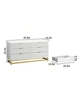gaomon 6 Drawer Dresser For Bedroom, Modern Dressers & Chests Of Drawers, Wood Dresser Chest Organizer With Metal Legs, Large Drawers For Bedroom, Hal
