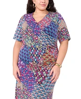 Msk Plus Printed Short-Sleeve Sheath Dress