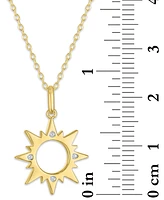 Diamond Accent Sun Pendant Necklace in 14k Gold-Plated Sterling Silver, 16" + 2" extender