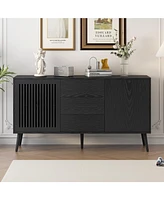 Slickblue Modern Storage Cabinet with 2 Doors and 3 Drawers, Ideal for Living Rooms, Studies, Entryways