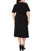 Msk Plus Short-Sleeve Side-Gathered Midi Dress