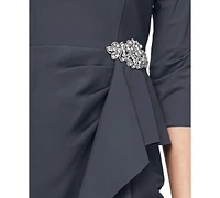 Alex Evenings Women's Square-Neck Cascade-Skirt Sheath Dress