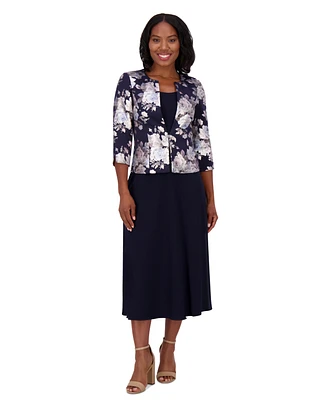 Jessica Howard Petite 2-Pc. Printed Jacket & Midi Dress Set