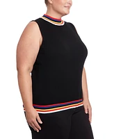 Joseph A Plus Crewneck Tank Sweater with Multi Color Tipping