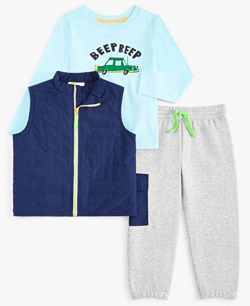 Epic Threads Toddler Boys Vest, Beep T-Shirt & Cargo Pants, 3 Piece Set, Exclusively at Macy's