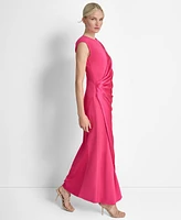 Dkny Women's Side-Ruched Cut-Out Cap-Sleeve Gown