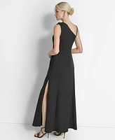 Dkny Women's One-Shoulder Side-Slit Ruffle Gown