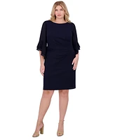 Jessica Howard Plus Size Bell-Sleeve Side-Ruched Dress