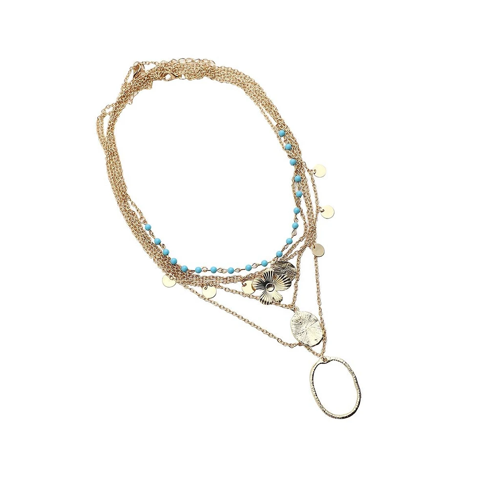 Sohi Women's Textured Multi-Layer Necklace