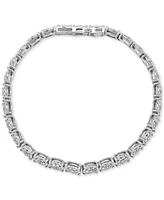 Diamond Cluster Tennis Bracelet (1 ct. t.w.) in Sterling Silver