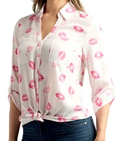 Bcx Juniors' Floral-Print Utility Shirt