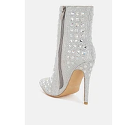 London Rag Frostin Pointed Toe Rhinestones Stiletto Boots