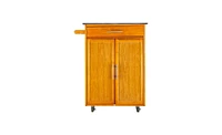 Slickblue Moveable Kitchen Cart with Stainless Steel Table Top & One Drawer & One Cabinet Sapele