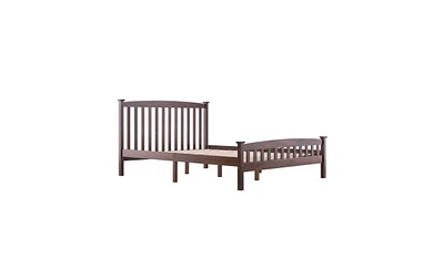 Slickblue Walnut Queen Vertical Strip Bed - Modern Design for Stylish Bedrooms