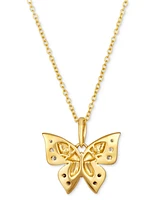 Le Vian Chocolate Diamond & Nude Diamond Butterfly 18" Pendant Necklace (1/6 ct. t.w.) in 14k Gold