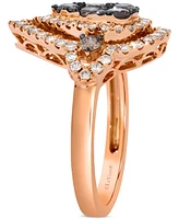 Le Vian Chocolate Diamond & Nude Diamond Pear Halo Cluster Ring (1-1/3 ct. t.w.) in 14k Rose Gold