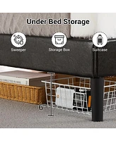 gaomon King Size Bed Frame, Metal Platform Bed Frame with Pu Leather Upholstered Headboard, Strong Slat Support, Easy Assembly, Black