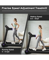 Hongge 3HP Electric Folding Treadmill with Bluetooth Speaker-Purple
