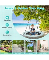 Hongge 40 Inches Saucer Tree Swing with Adjustable Hanging Ropes and 900D Oxford Fabric
