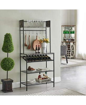 Kings Brand Furniture Lindsay Black Marble Baker s Rack