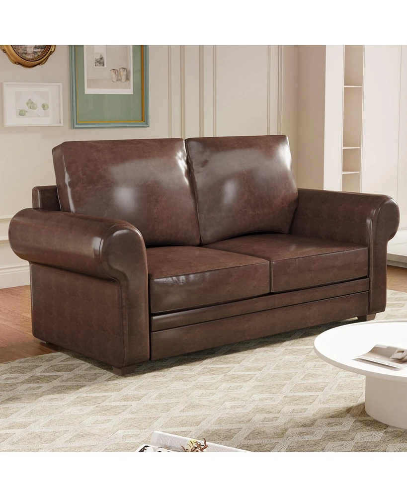 Sugift 69" Faux Leather Loveseat