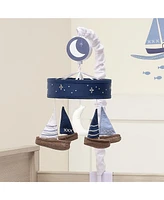 Lambs & Ivy Little Skipper Sailboat & Moon Musical Baby Crib Mobile Soother Toy