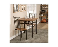 gaomon Dining Table Set for 2, Kitchen Table and Chairs with Wine Rack, 3 Piece Square Dining Room Table Set Brown