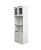 Kings Brand Furniture Danbury Tall Kitchen Pantry, Microwave Storage Cabinet, White