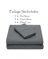 Chanasya Premium Classic Faux Linen Ultra Soft Luxury Textured Bed Sheets 3-Piece Set - Hypoallergenic Polyester