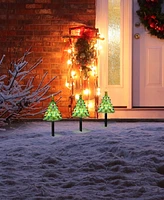 Mr. Christmas 9" Lit Blow Mold Pathway Trees, Set of 3