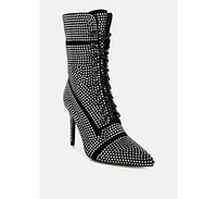 London Rag Bitetto Rhinestones Embellished Calf Boots