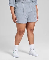 And Now This Trendy Plus Striped Front-Pleat Shorts, Exclusively at Macy's