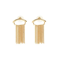 Sohi Women's The Hanging Chain Bar Drop Earrings