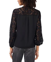 Vince Camuto Women's Lace Yoke Button-Front Top