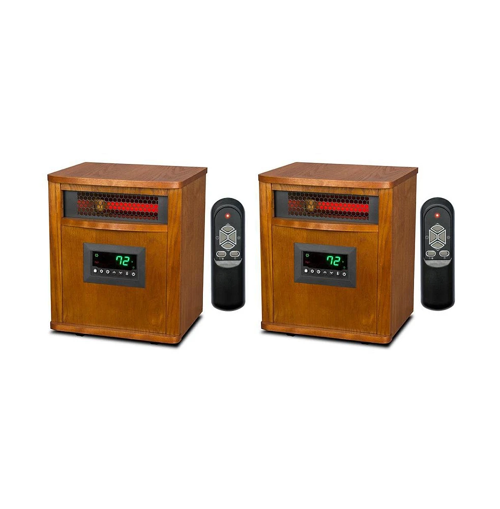 LifeSmart 6 Element 1500W Electric Infrared Quartz Indoor Space Heater, (2 Pack)