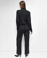 Dkny Women's Pinstripe Zip-Front Stand-Collar Jacket