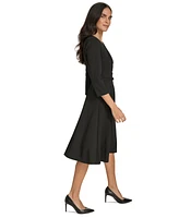 Calvin Klein Women's Asymmetric-Neck Belted Dress