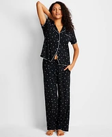 State of Day Women's Fluid Knit Notched Pajama Set, Exclusively at Macy's